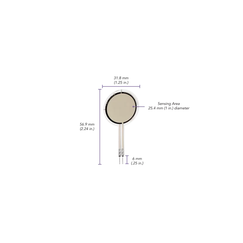 Capteur de force piézorésistif FSR rond Ø 25 mm Tekscan - FlexiForce™ A401