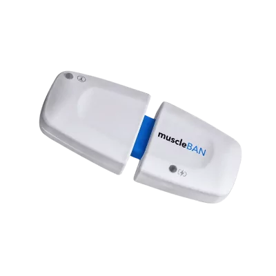 capteur emg bluetooth muscleban, dispositif wearable biosignalsplux compact et léger, distribution Mescan
