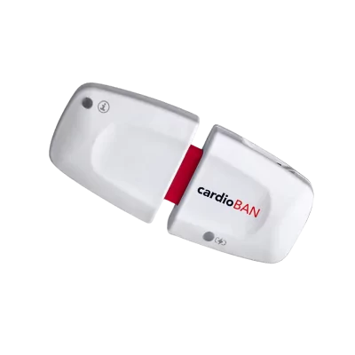 capteur ecg bluetooth cardioban, dispositif wearable biosignalsplux compact et léger, distribution Mescan