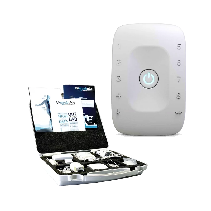 kit biosignalsplux hybrid-8 bluetooth, 8 capteurs physiologiques numériques ou analogiques, distribution Mescan