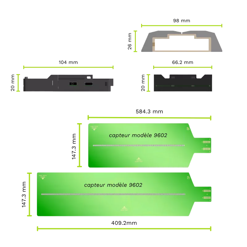 Capteurs de cartographie de pression Tekscan TireScan High Speed 9602 et 9606