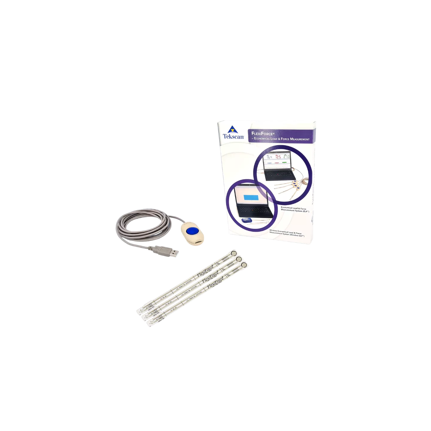 Poigne d acquisition USB du systeme ELF connectee a un capteur FlexiForce B201