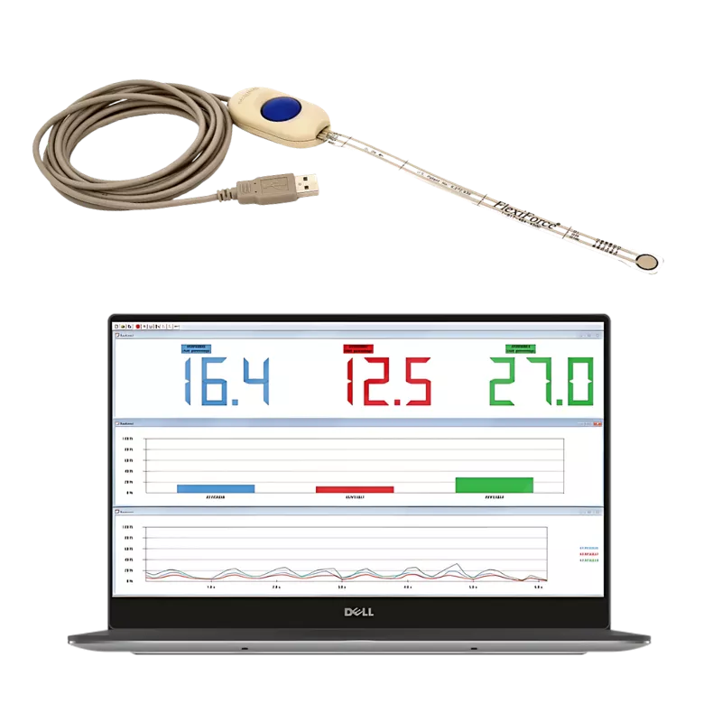 Poigne d acquisition USB du systeme ELF connectee a un capteur FlexiForce B201