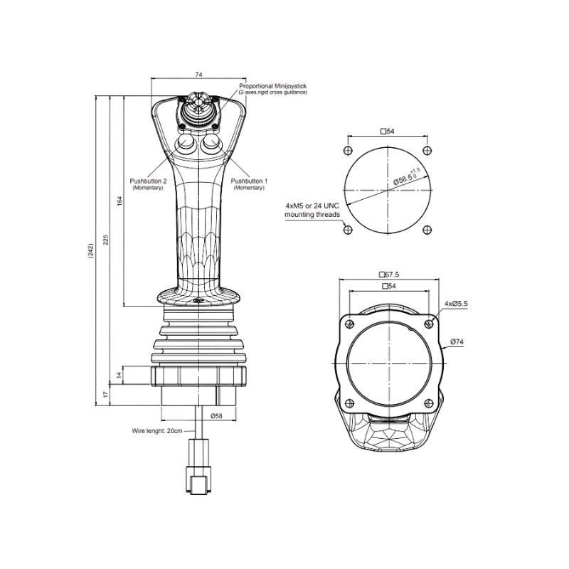 Joystick Multifonctions Effet Hall Série SK212 | GT Joysticks