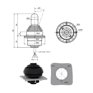 Joystick Polyvalent 1-2 Axes Série SK60 | GT Joysticks