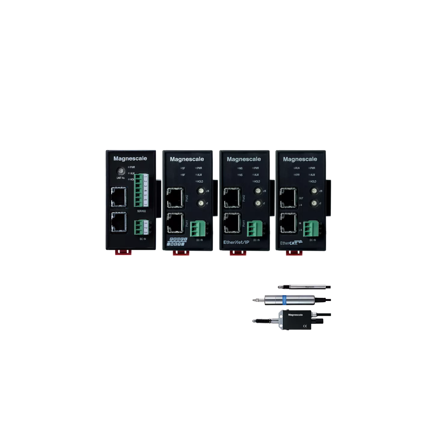 Ethernet (MG80-NE), EtherNet/IP (MG80-EI), PROFINET (MG80-PN), EtherCAT (MG80-EC) pour Digital Gauge DK, DK800S et DT