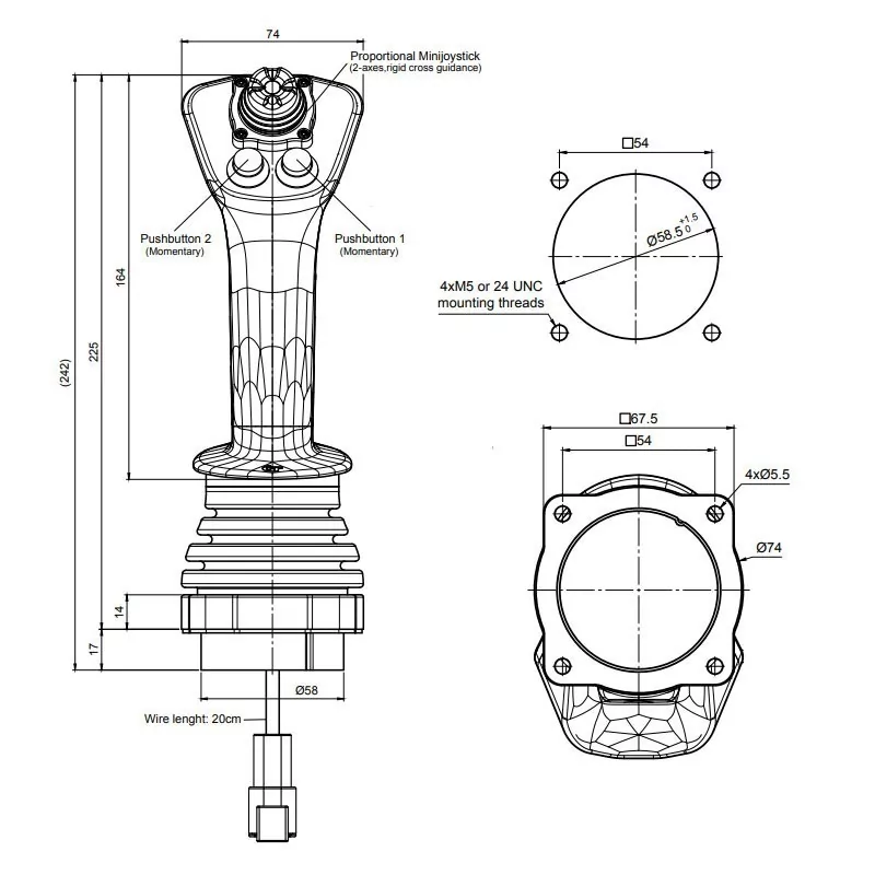 SK 212 - Série de joysticks multifonctions à 1 ou 2 axes | GT Joysticks | Mescan