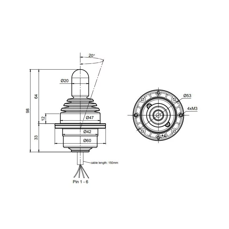 SK 60 - Série de joysticks polyvalents à 1 ou 2 axes | GT Joysticks | Mescan