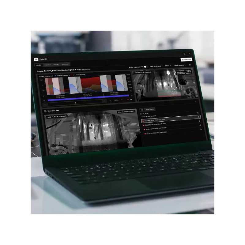 VisionAI™ Foam detection : contrôle visuel des niveaux de mousse et liquide de bioréacteurs pour automatisation de bioprocédés