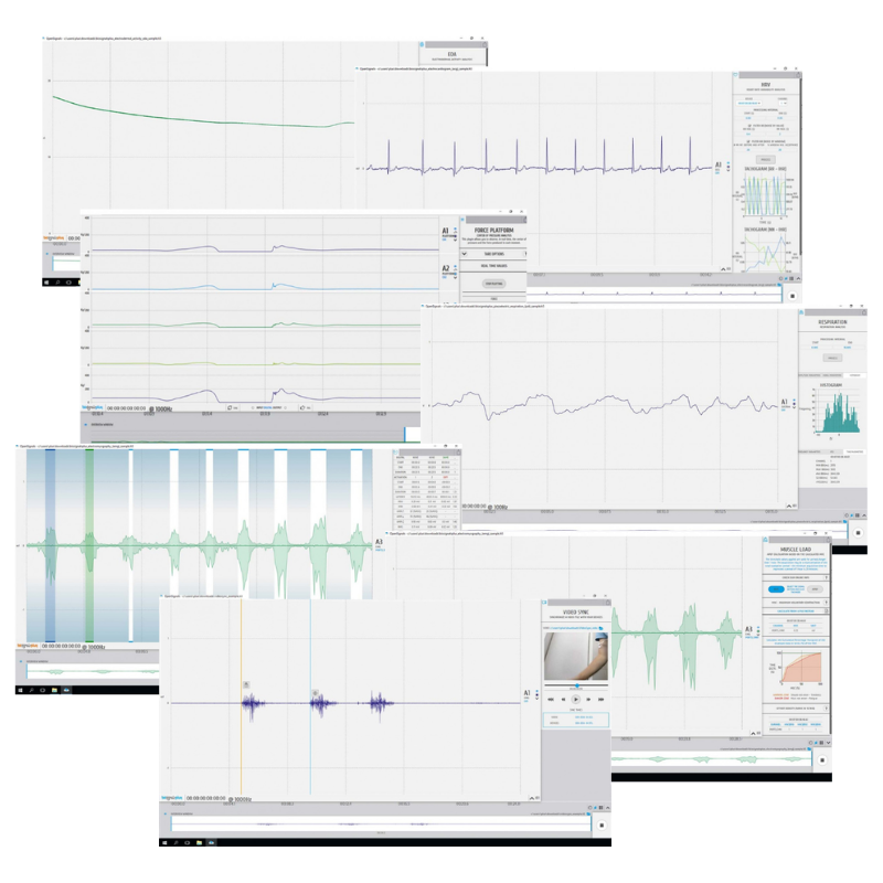 Logiciel d'acquisition de signaux physiologique Plux Opensignals avec modules d'analyses et APis de programmations multiplateformes biosignalsplux
