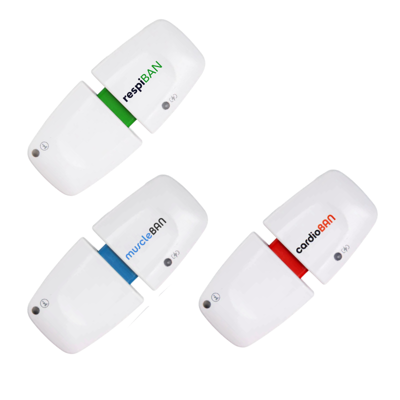 Wearables bluetooth Plux cardioBAN, muscleBAN et respiBAN