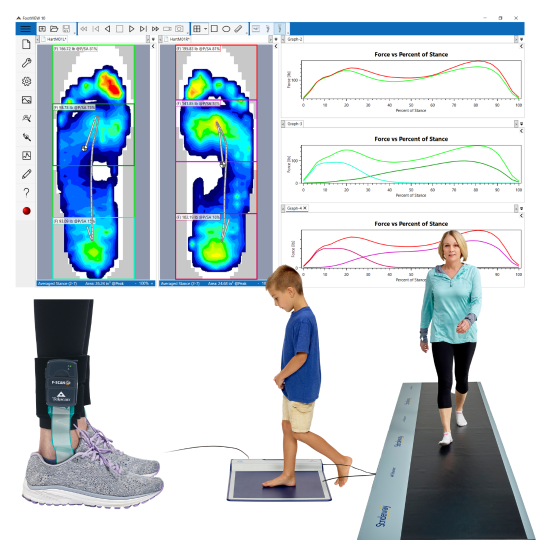 Plateformes, tapis et semelless Tekscan pour la mesure et l'analyse spatio-temporelle des pressions plantaires Tekscan